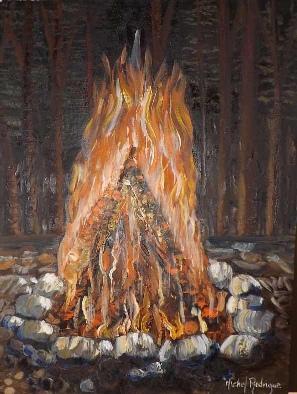 Feu de camp en forêt-MICHEL JOSEPH RODRIGUE