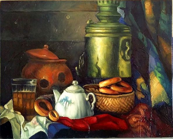 Still life with Russian pastry. -George Grim