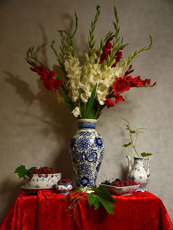 Still Life with Gladiolas-Claudia Stanetti