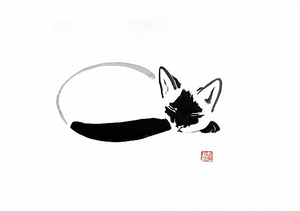 cat siamese-pechane sumi-e