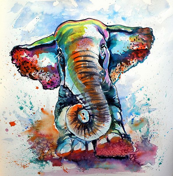 Majestic elephant playing-Kovacs Anna Brigitta