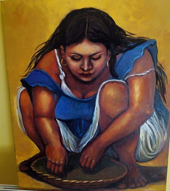 Campesina escogiendo café-Rosa María Brenes