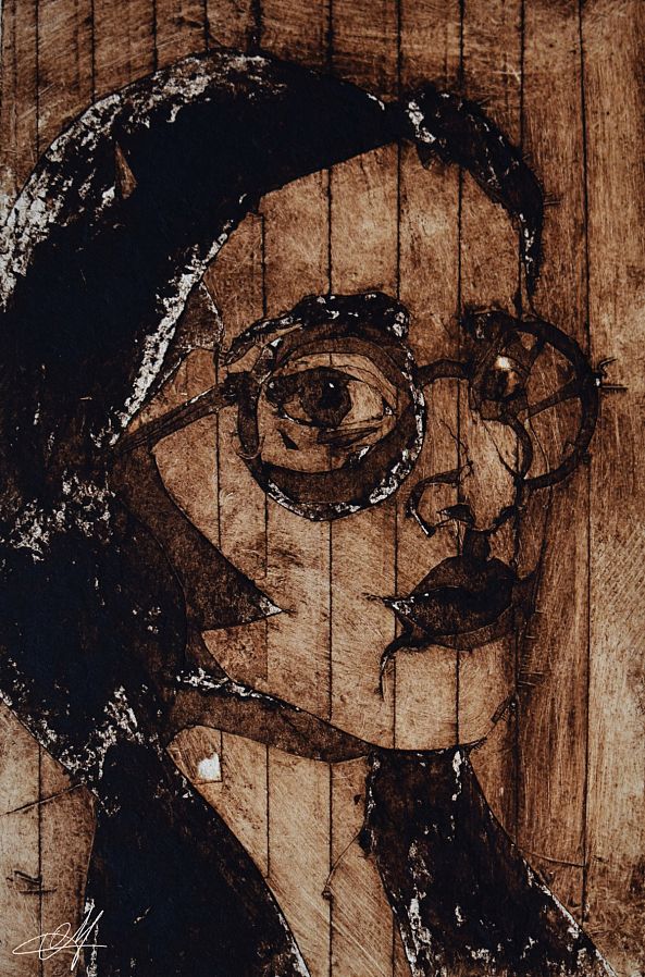 ~Self portait (3)-printmaking-Olimpia Mazzei