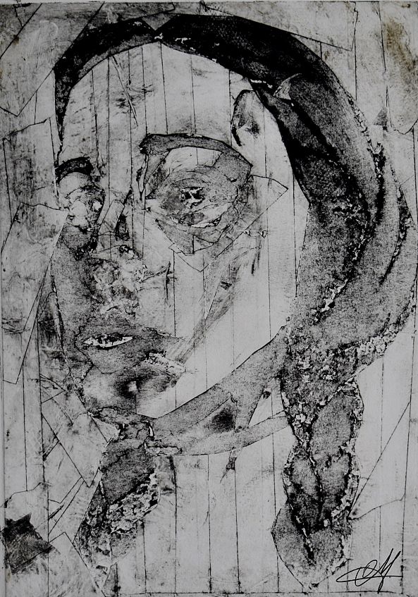 ~ abstract self portait - printmaking -Olimpia Mazzei