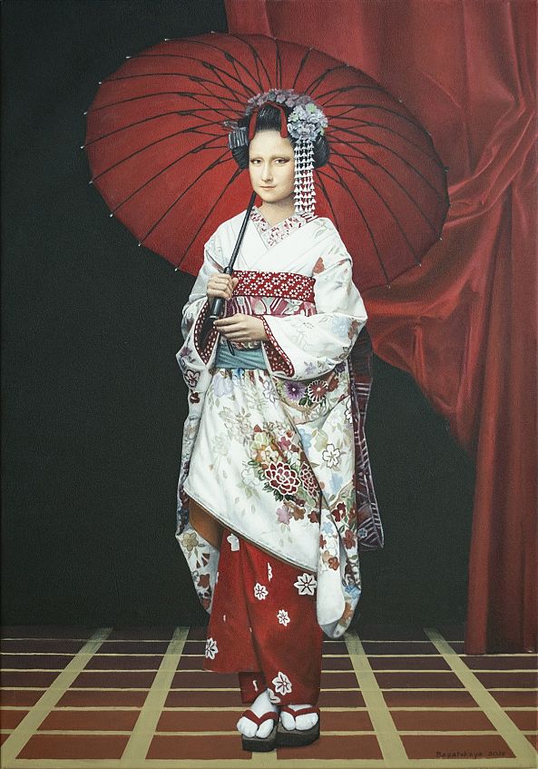 Contemporary portrait "Red Parasol"-Nataliya Bagatskaya