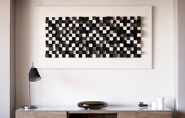 Wall Wood sculpture sound diffuser-Wood Blocker