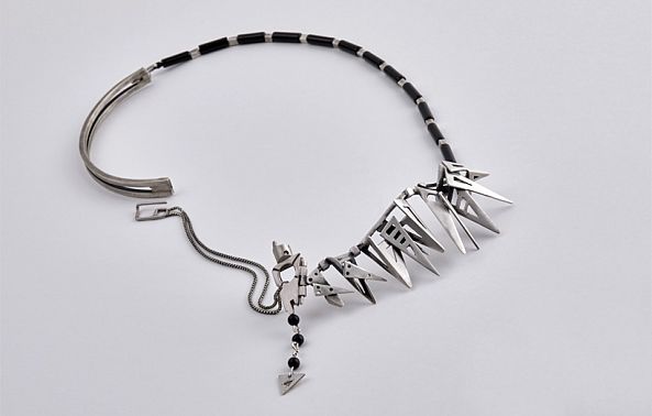 Silver art necklace-Austri Crux