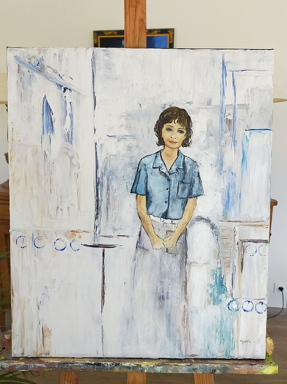 Jeune fille en bleu .-annick Ayoul