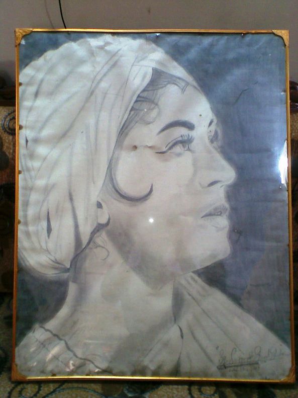 Sketch of Meena Kumari-Bharat Bhushan