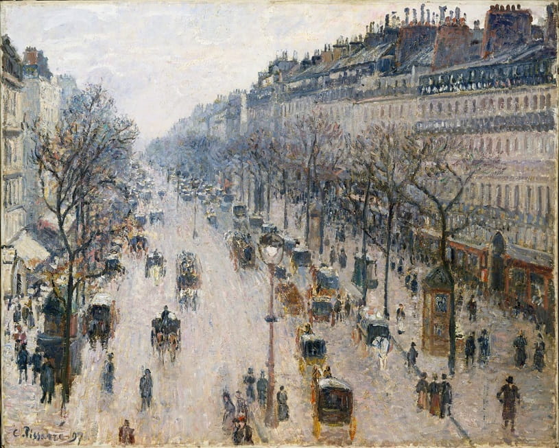 The Boulevard Montmartre om a winter morning.